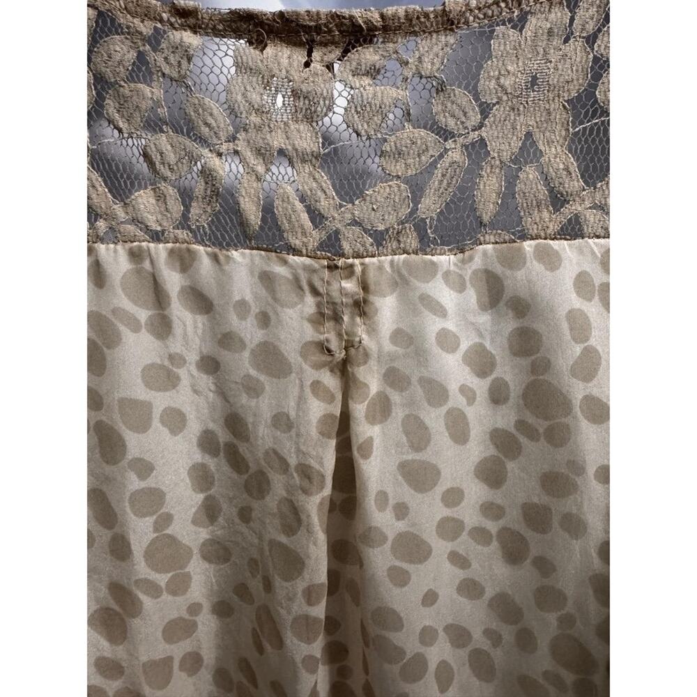 Giusy Made in Italy Lace Back Polka‎ Dot Sleeveless Blouse Tan Medium - Picture 4 of 8